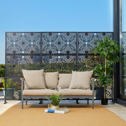 Paravent de confidentialité à 3 panneaux galvanisé à motifs floraux de 1,8 m de Glitzhome