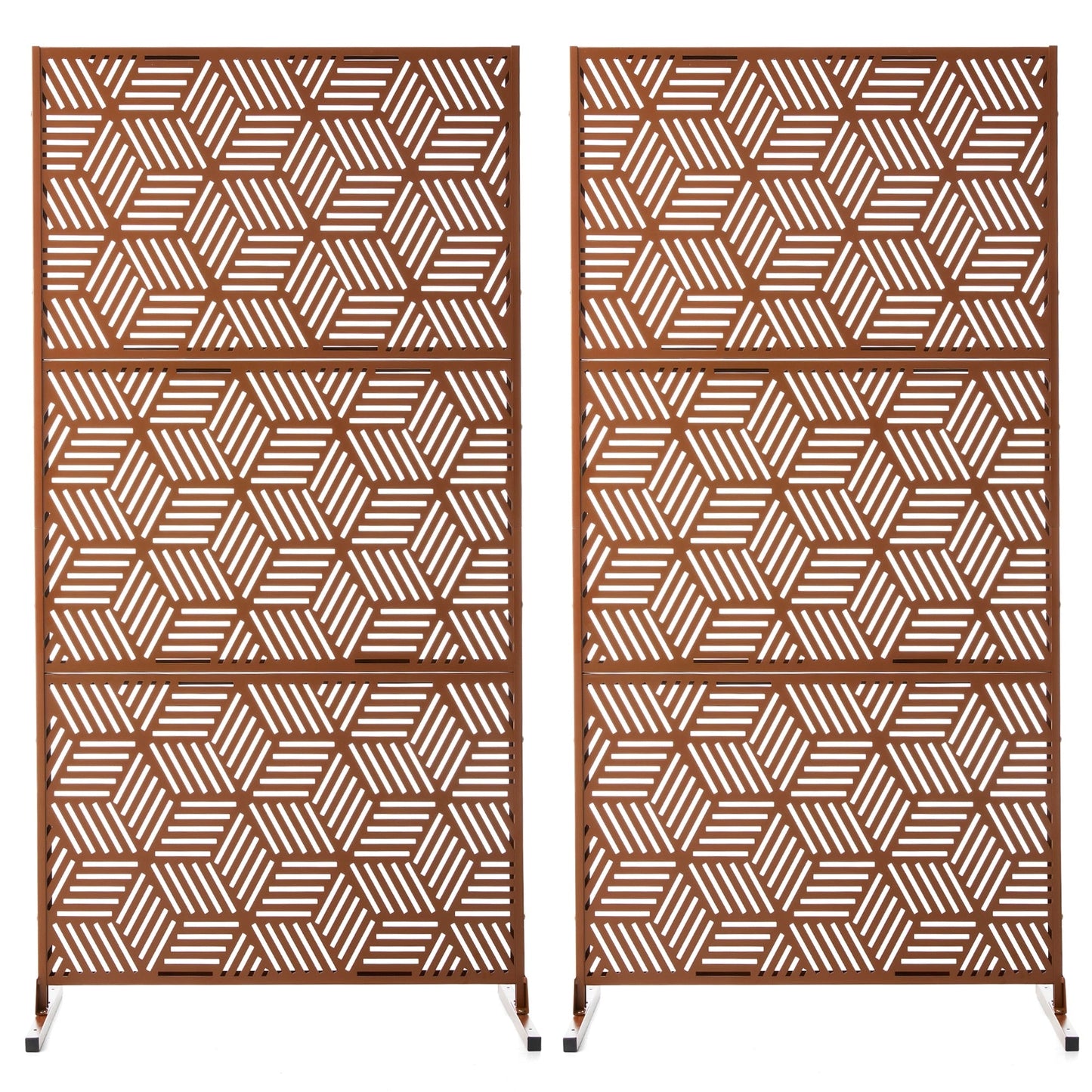 Paravent de confidentialité à 3 panneaux galvanisé à motifs floraux de 1,8 m de Glitzhome