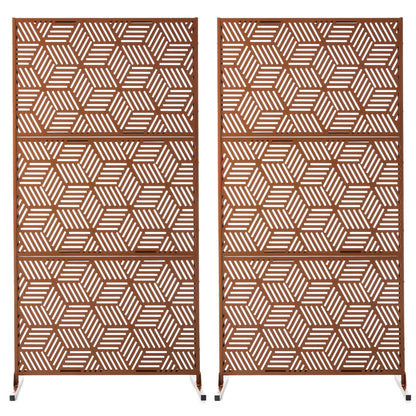 Paravent de confidentialité à 3 panneaux galvanisé à motifs floraux de 1,8 m de Glitzhome