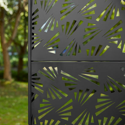 Paravent de confidentialité à 3 panneaux galvanisé à motifs floraux de 1,8 m de Glitzhome