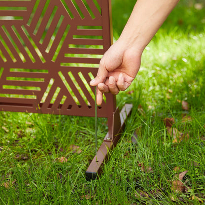 Paravent de confidentialité à 3 panneaux galvanisé à motifs floraux de 1,8 m de Glitzhome