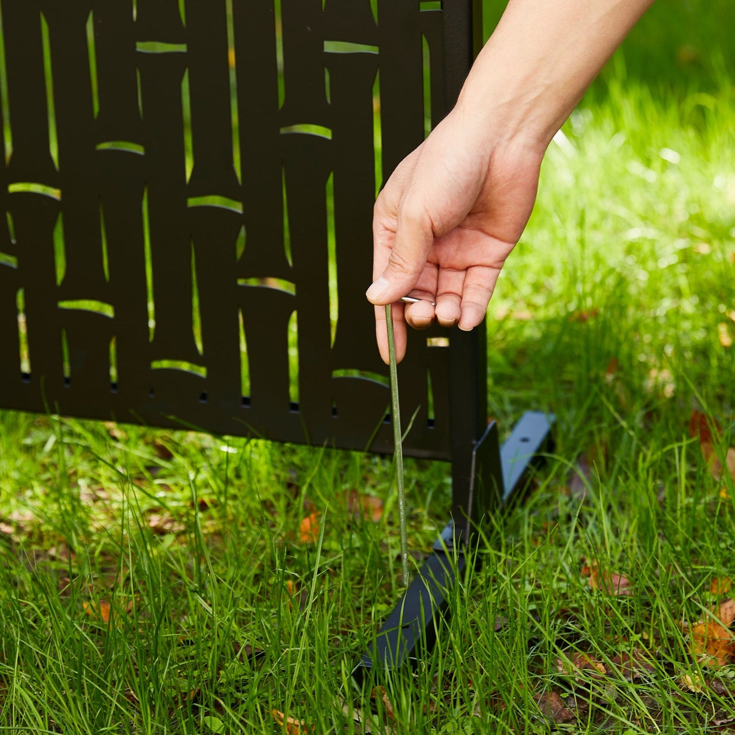 Paravent de confidentialité à 3 panneaux galvanisé à motifs floraux de 1,8 m de Glitzhome