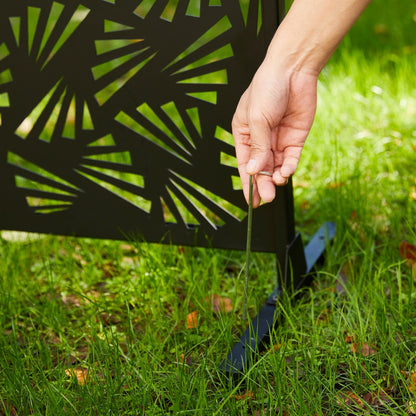 Paravent de confidentialité à 3 panneaux galvanisé à motifs floraux de 1,8 m de Glitzhome