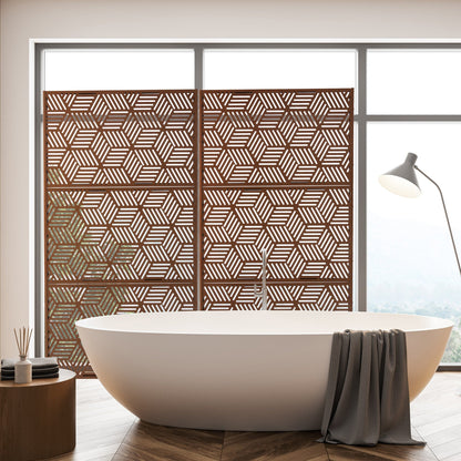 Paravent de confidentialité à 3 panneaux galvanisé à motifs floraux de 1,8 m de Glitzhome