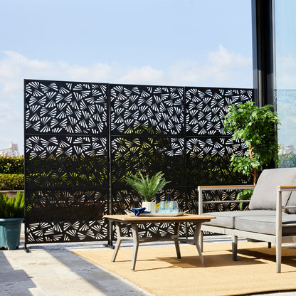 Paravent de confidentialité à 3 panneaux galvanisé à motifs floraux de 1,8 m de Glitzhome