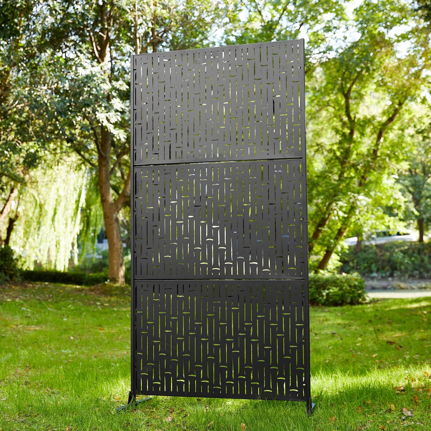 Paravent de confidentialité à 3 panneaux galvanisé à motifs floraux de 1,8 m de Glitzhome