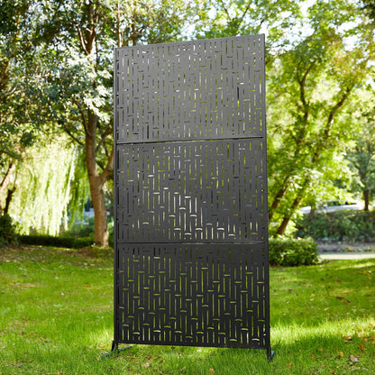 Paravent de confidentialité à 3 panneaux galvanisé à motifs floraux de 1,8 m de Glitzhome