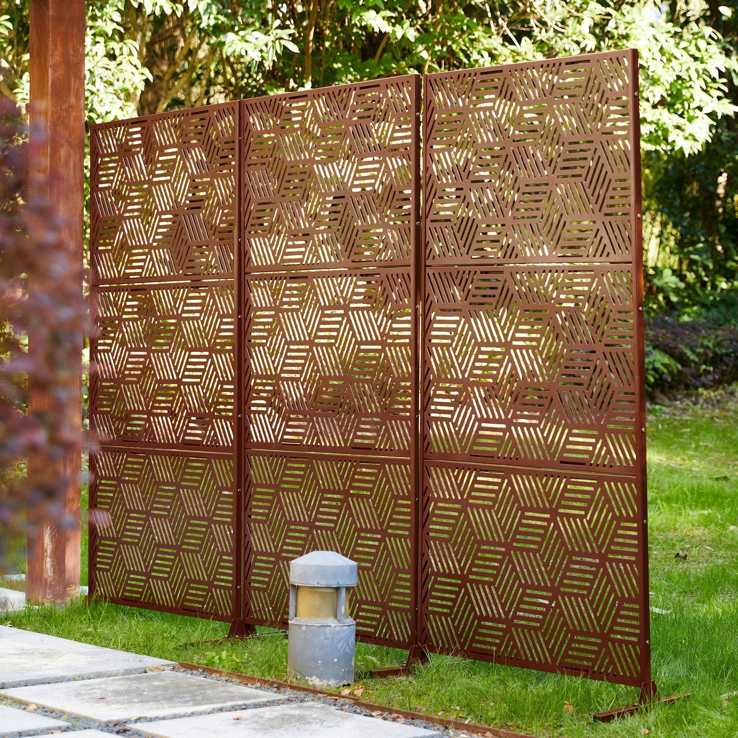 Paravent de confidentialité à 3 panneaux galvanisé à motifs floraux de 1,8 m de Glitzhome