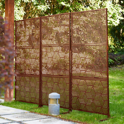 Paravent de confidentialité à 3 panneaux galvanisé à motifs floraux de 1,8 m de Glitzhome