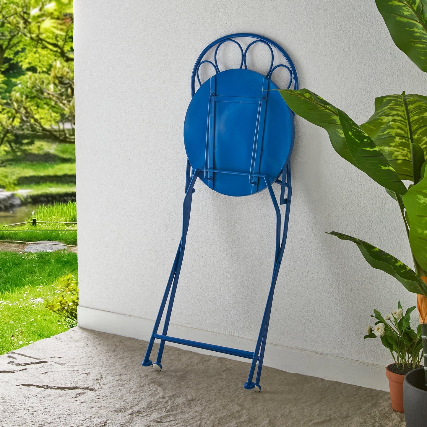 Ensemble de bistrot pliant d'extérieur en métal Glitzhome 3 pièces, table et chaises de patio