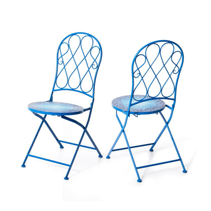 Ensemble de bistrot pliant d'extérieur en métal Glitzhome 3 pièces, table et chaises de patio