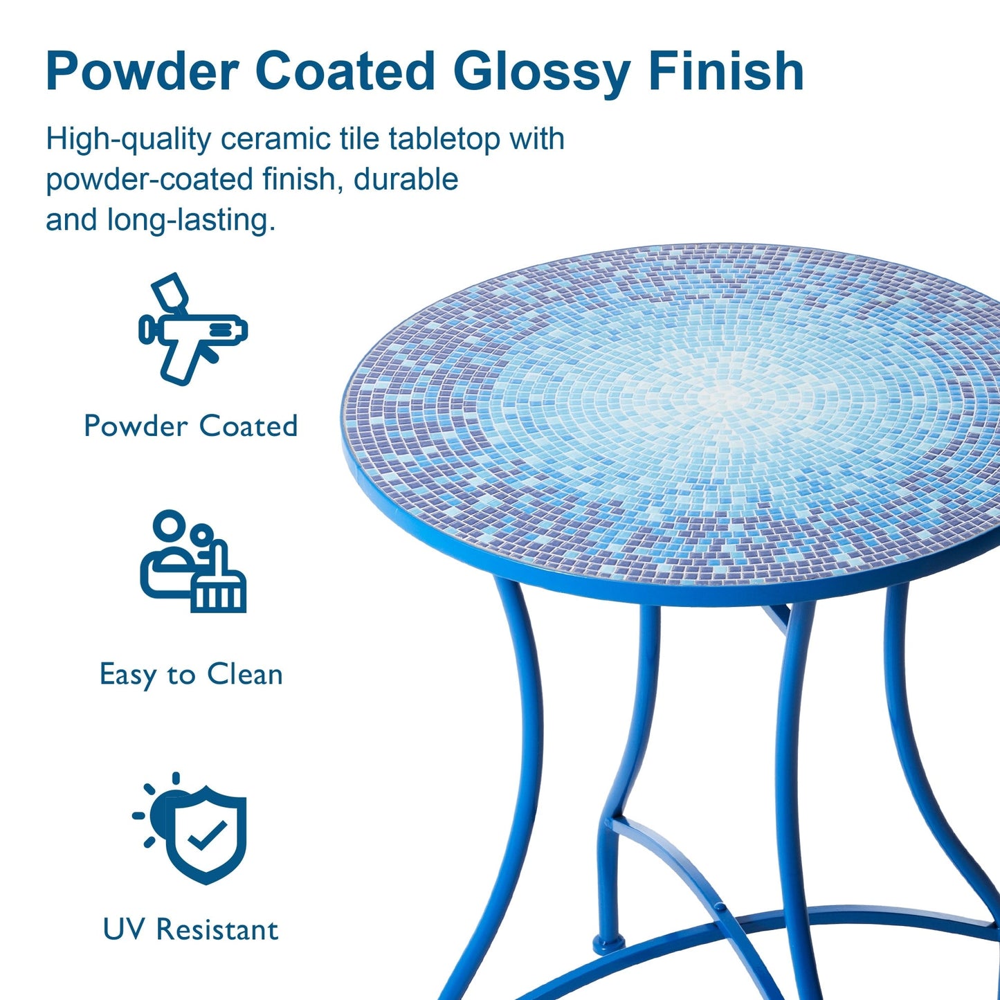 Ensemble de bistrot pliant d'extérieur en métal Glitzhome 3 pièces, table et chaises de patio