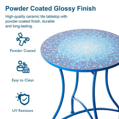 Ensemble de bistrot pliant d'extérieur en métal Glitzhome 3 pièces, table et chaises de patio