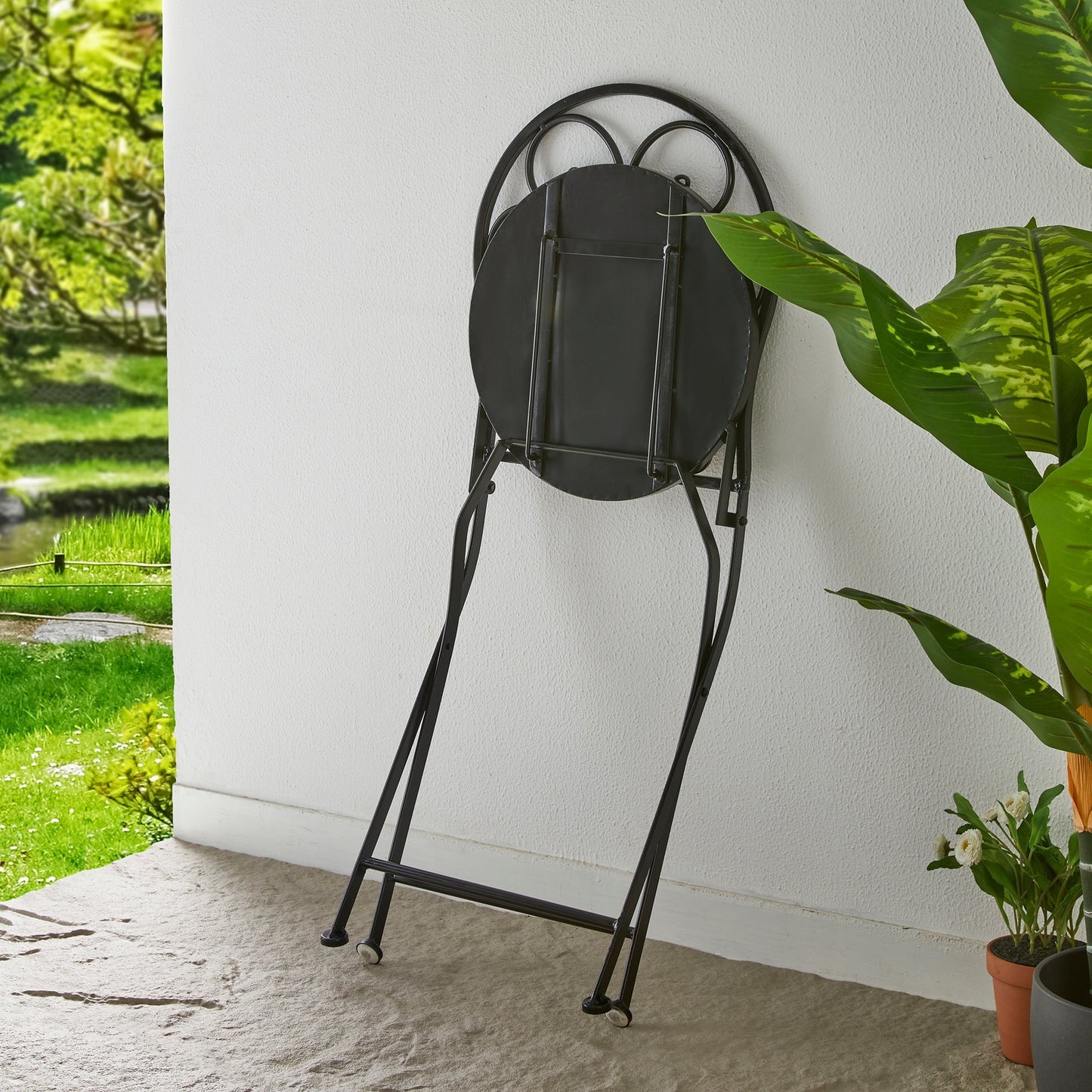 Ensemble de bistrot pliant d'extérieur en métal Glitzhome 3 pièces, table et chaises de patio