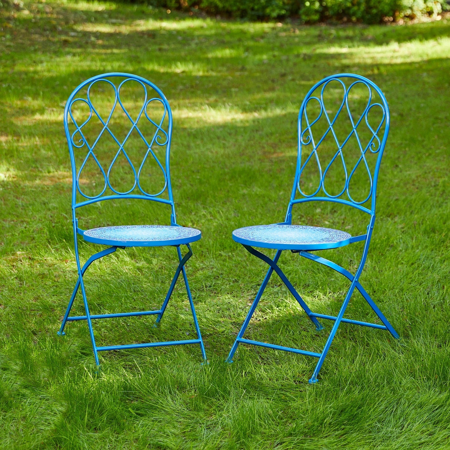 Ensemble de bistrot pliant d'extérieur en métal Glitzhome 3 pièces, table et chaises de patio