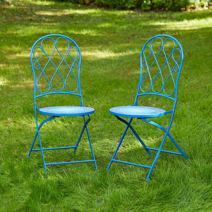 Ensemble de bistrot pliant d'extérieur en métal Glitzhome 3 pièces, table et chaises de patio