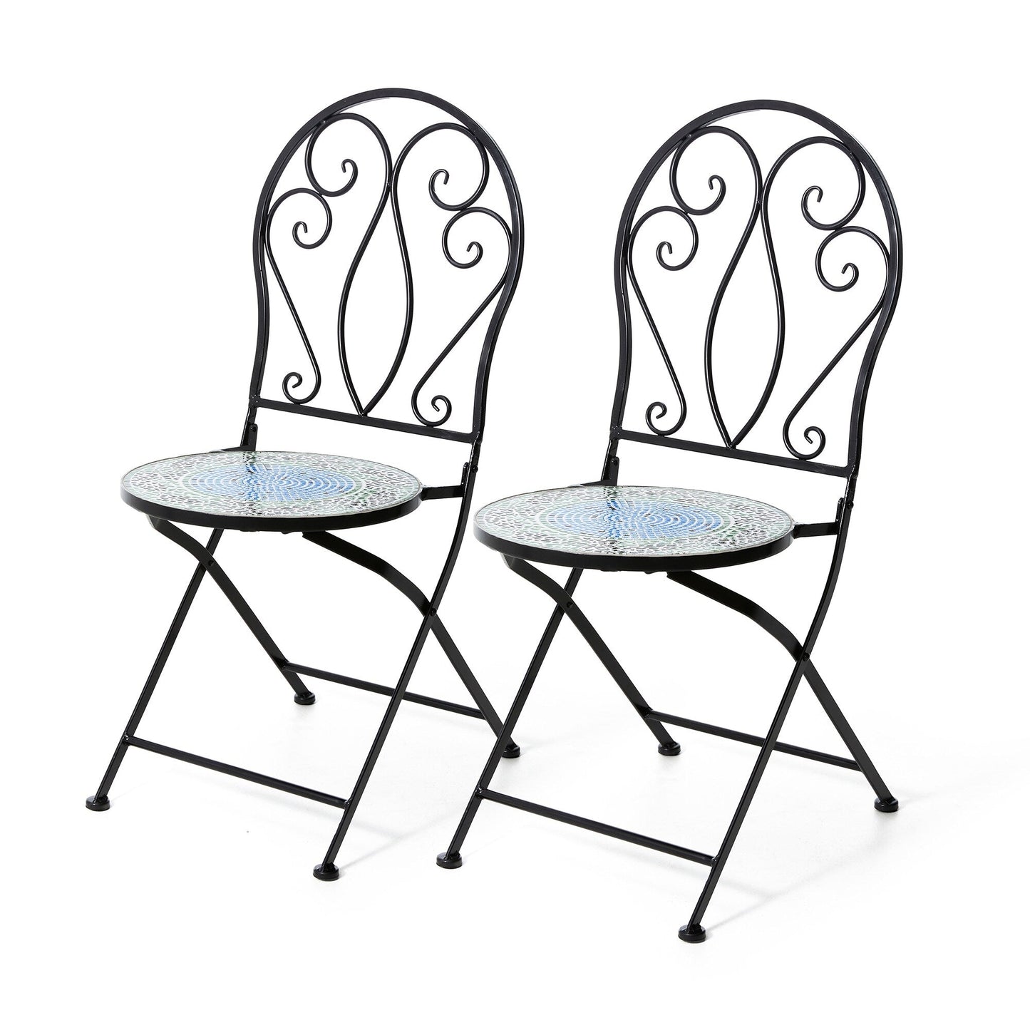 Ensemble de bistrot pliant d'extérieur en métal Glitzhome 3 pièces, table et chaises de patio