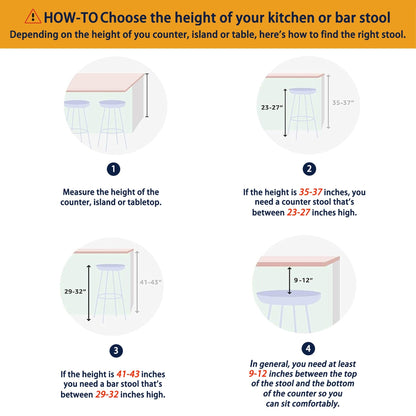 Ensemble de 2 ou 4 tabourets de bar pivotants modernes en bois à hauteur de comptoir et de bar Glitzhome