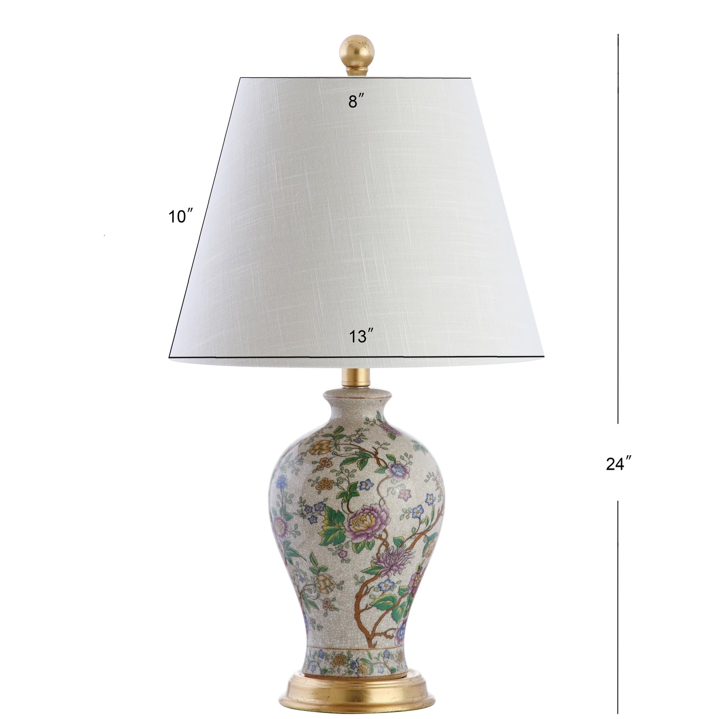 Lampe de table LED Grace 24 Floral, multicolore/laiton par JONATHAN Y
