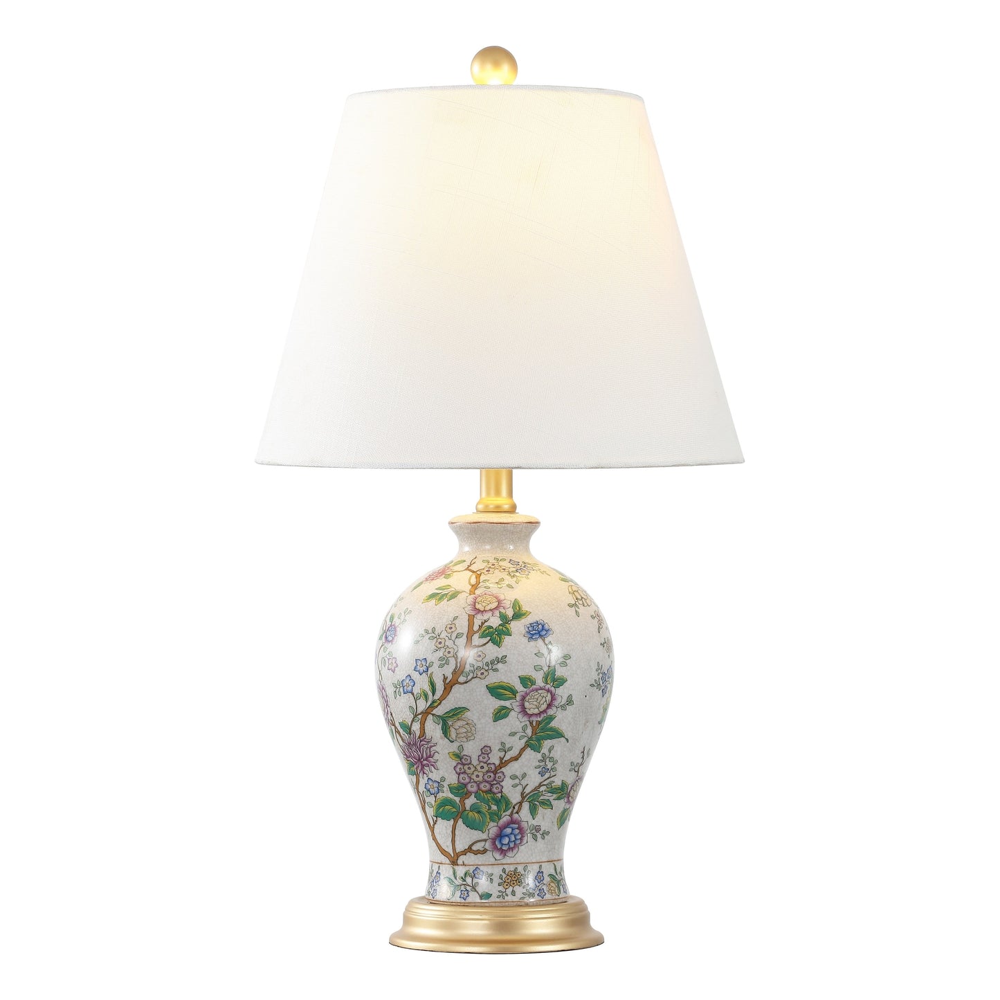 Lampe de table LED Grace 24 Floral, multicolore/laiton par JONATHAN Y