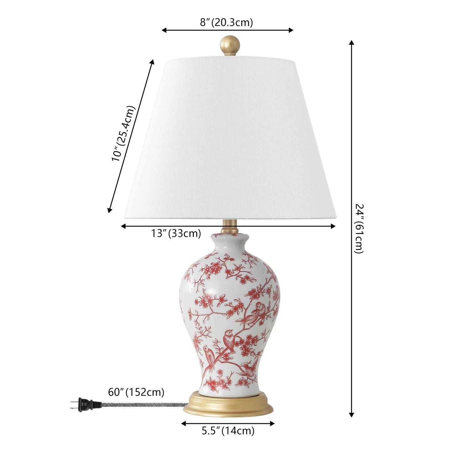 Lampe de table LED Grace 24 Floral, multicolore/laiton par JONATHAN Y