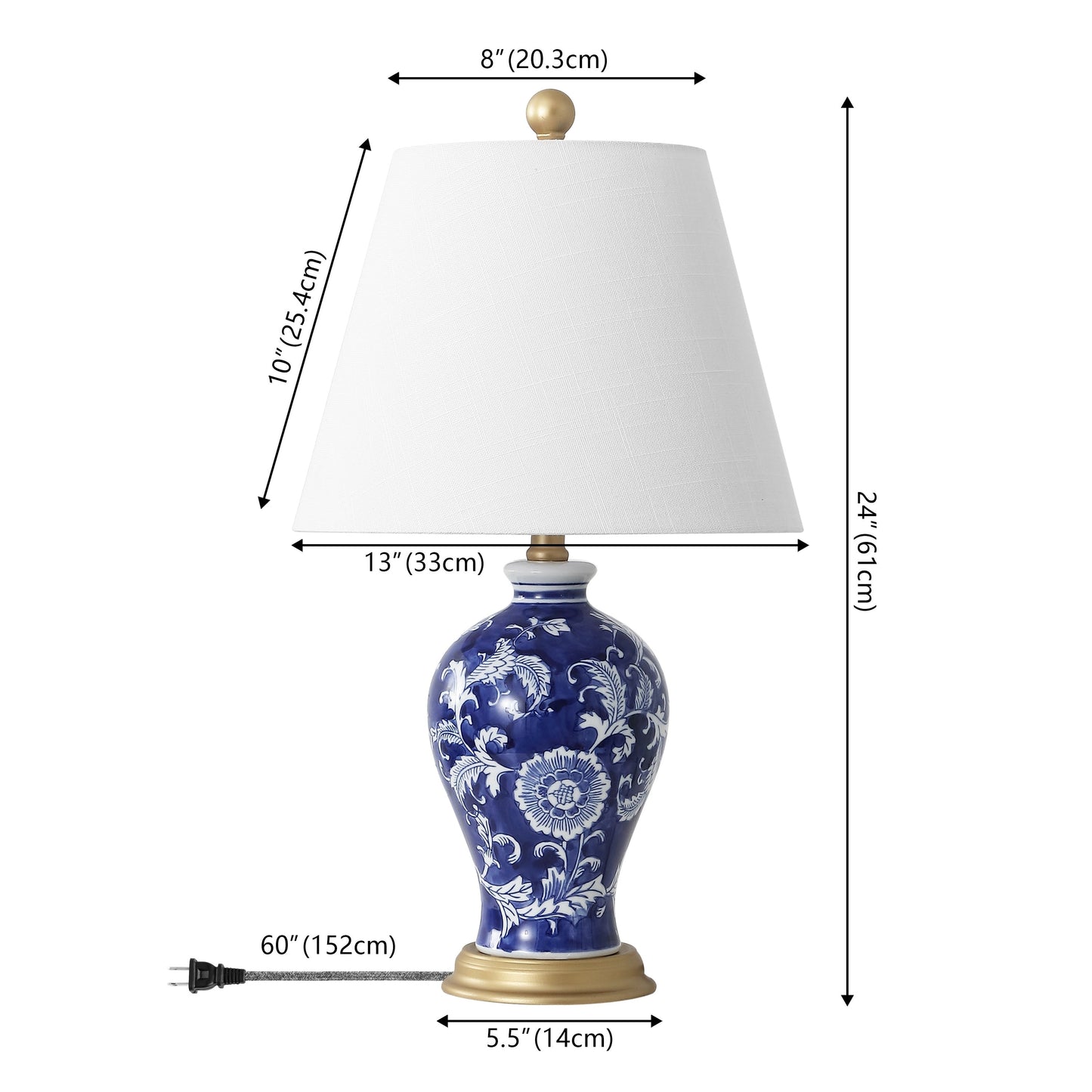 Lampe de table LED Grace 24 Floral, multicolore/laiton par JONATHAN Y