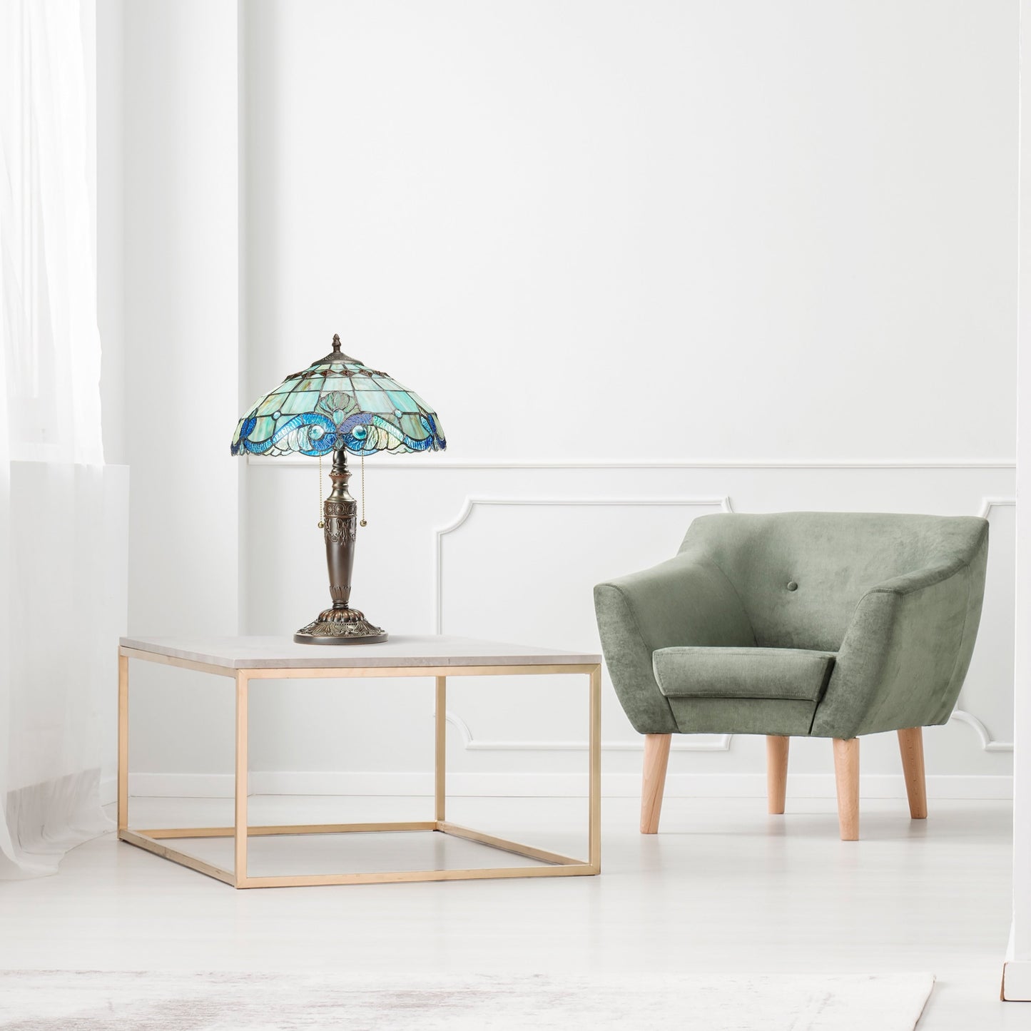 Lampe Tiffany Gracewood Hollow Asdreni 20 pouces en verre teinté - 14 L x 14 l x 20,25 H