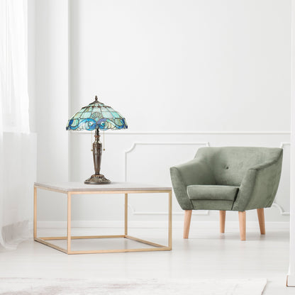 Lampe Tiffany Gracewood Hollow Asdreni 20 pouces en verre teinté - 14 L x 14 l x 20,25 H
