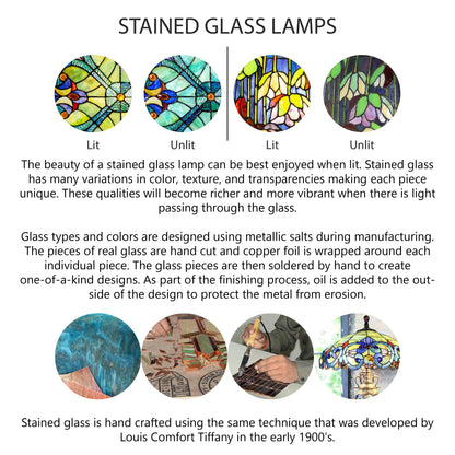 Lampe Tiffany Gracewood Hollow Asdreni 20 pouces en verre teinté - 14 L x 14 l x 20,25 H
