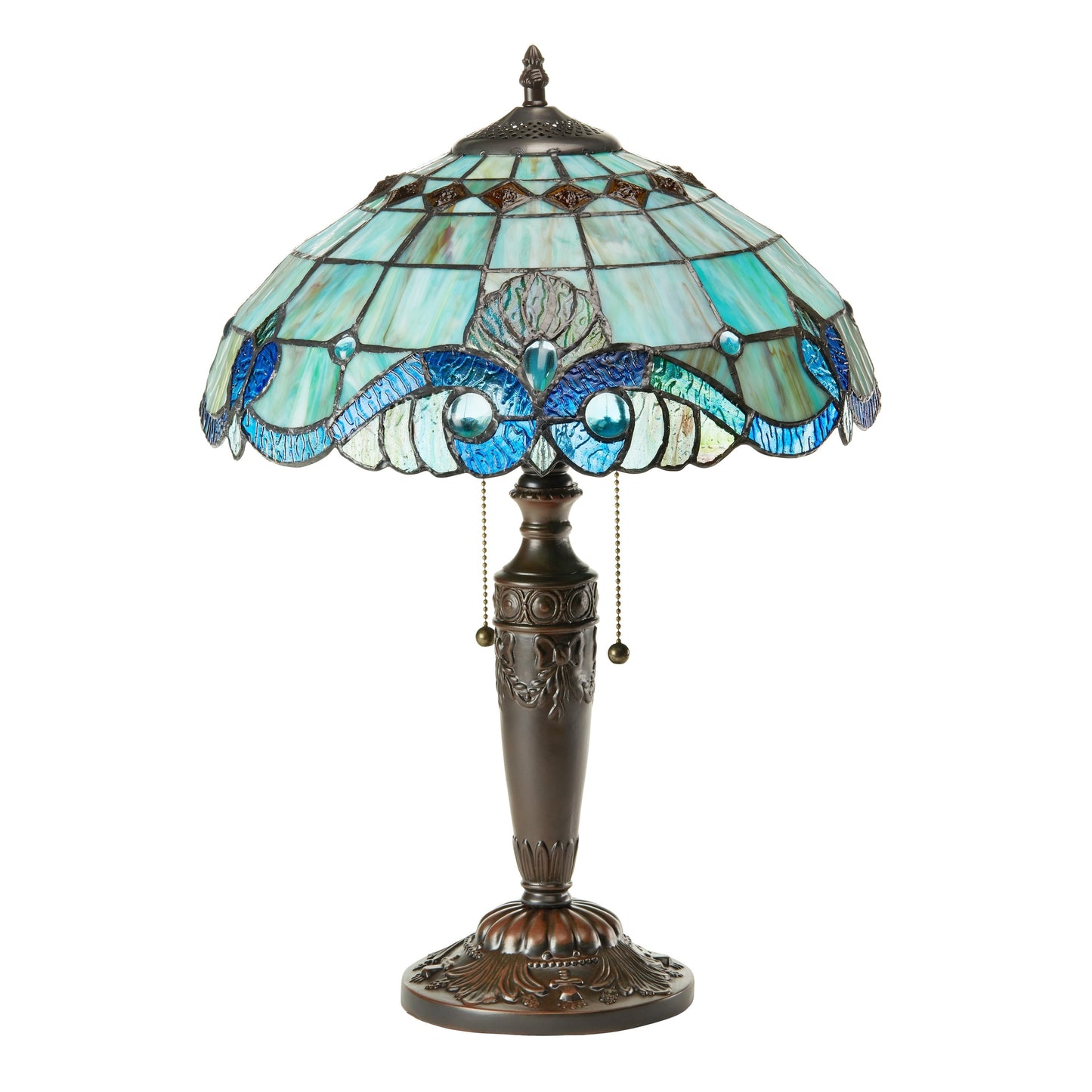 Lampe Tiffany Gracewood Hollow Asdreni 20 pouces en verre teinté - 14 L x 14 l x 20,25 H
