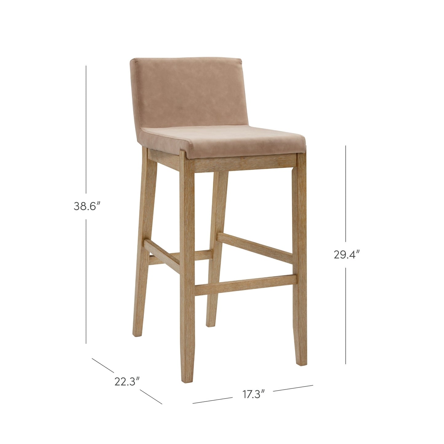 Tabouret de bar moderne Gracie, chaise rembourrée en boucle et pieds en bois brossé
