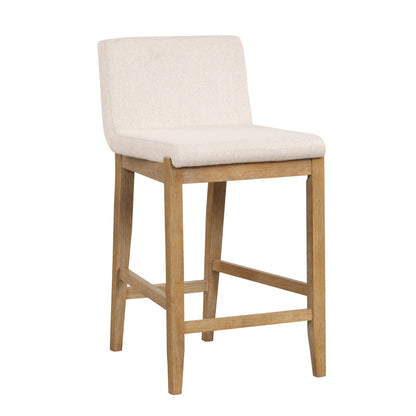 Tabouret de bar moderne Gracie, chaise rembourrée en boucle et pieds en bois brossé
