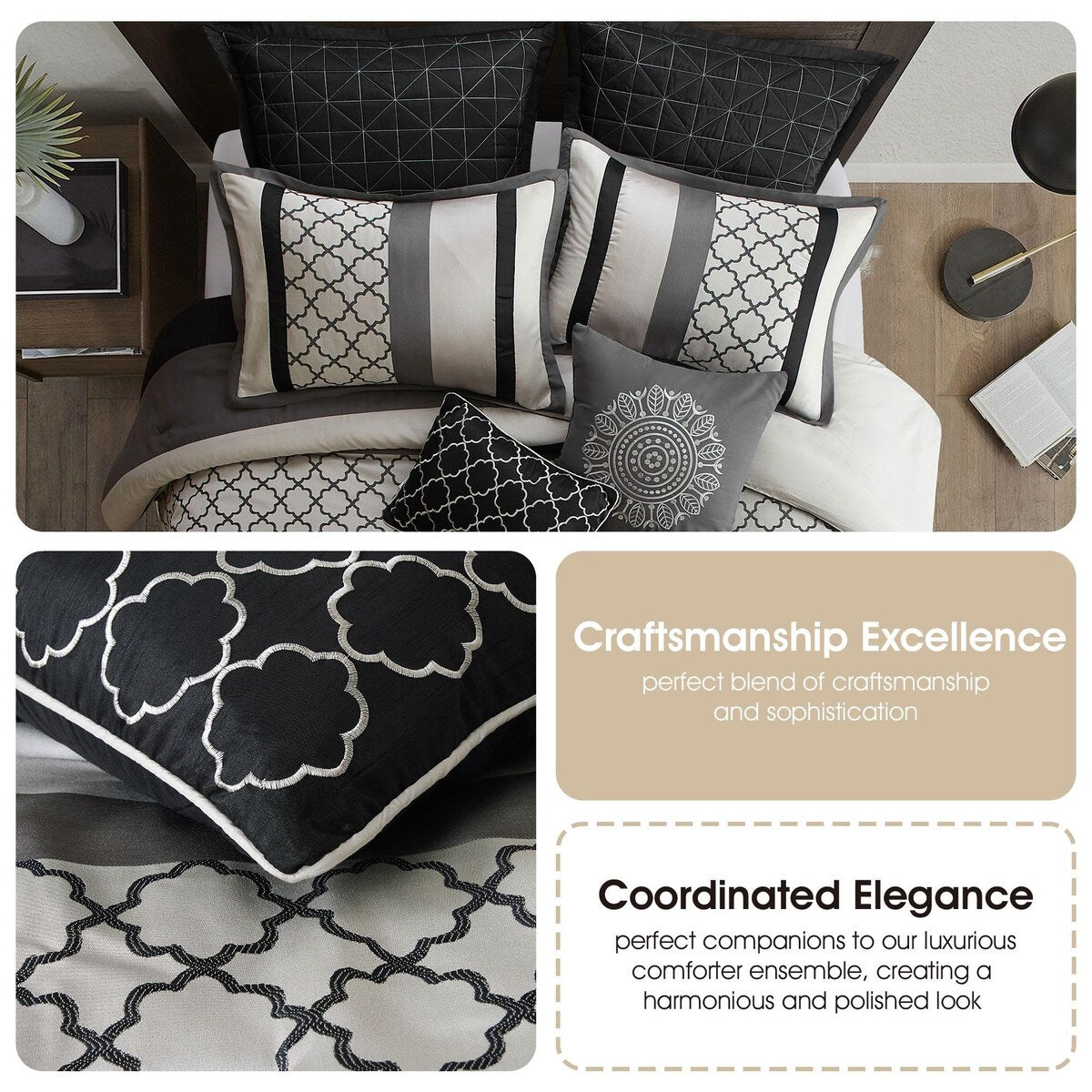 Parure de lit Nanshing Avalon Trellis 8 pièces à imprimé marocain