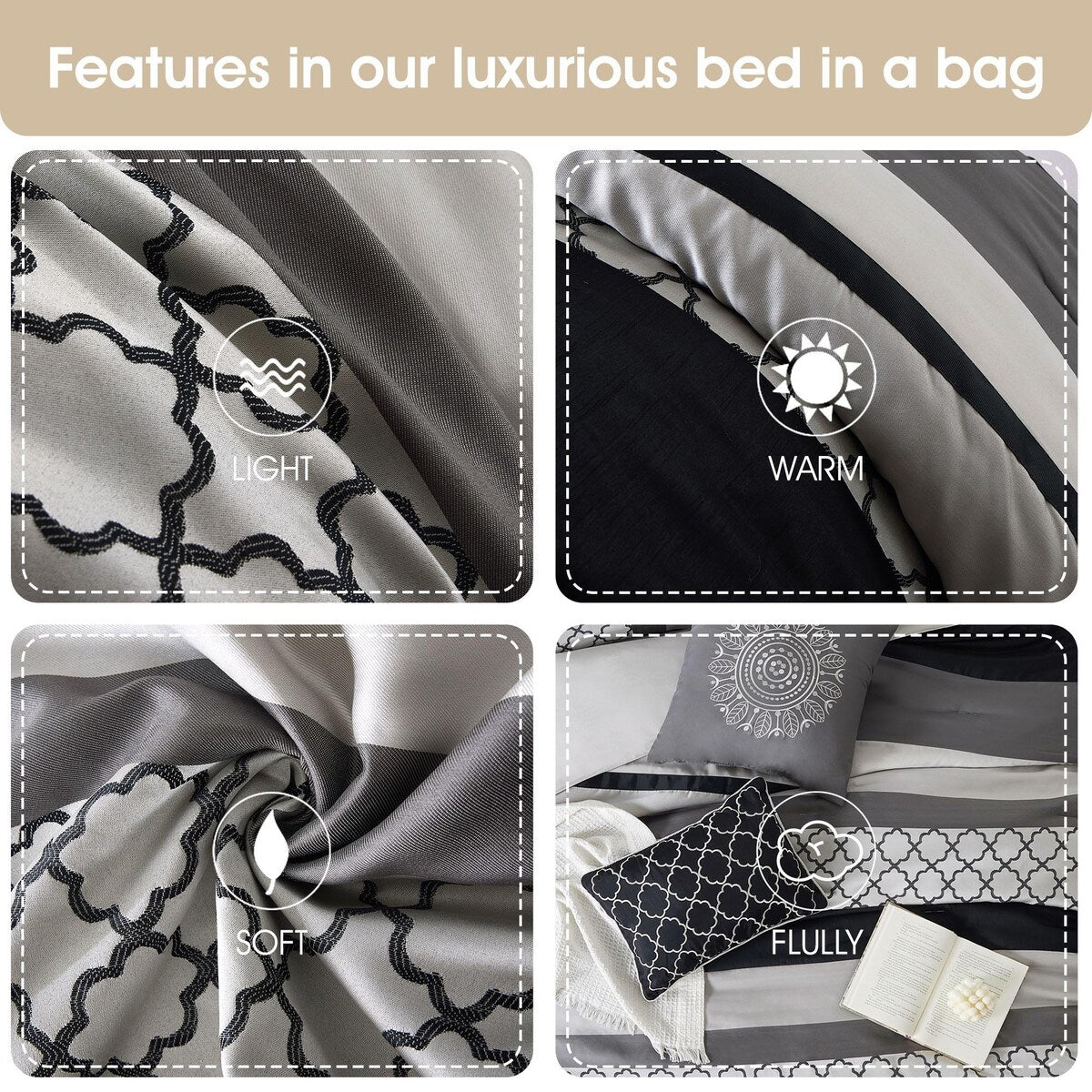 Parure de lit Nanshing Avalon Trellis 8 pièces à imprimé marocain