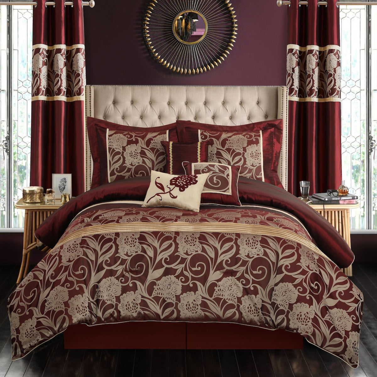 Ensemble de couette 9 pièces en jacquard floral Nanshing Brie