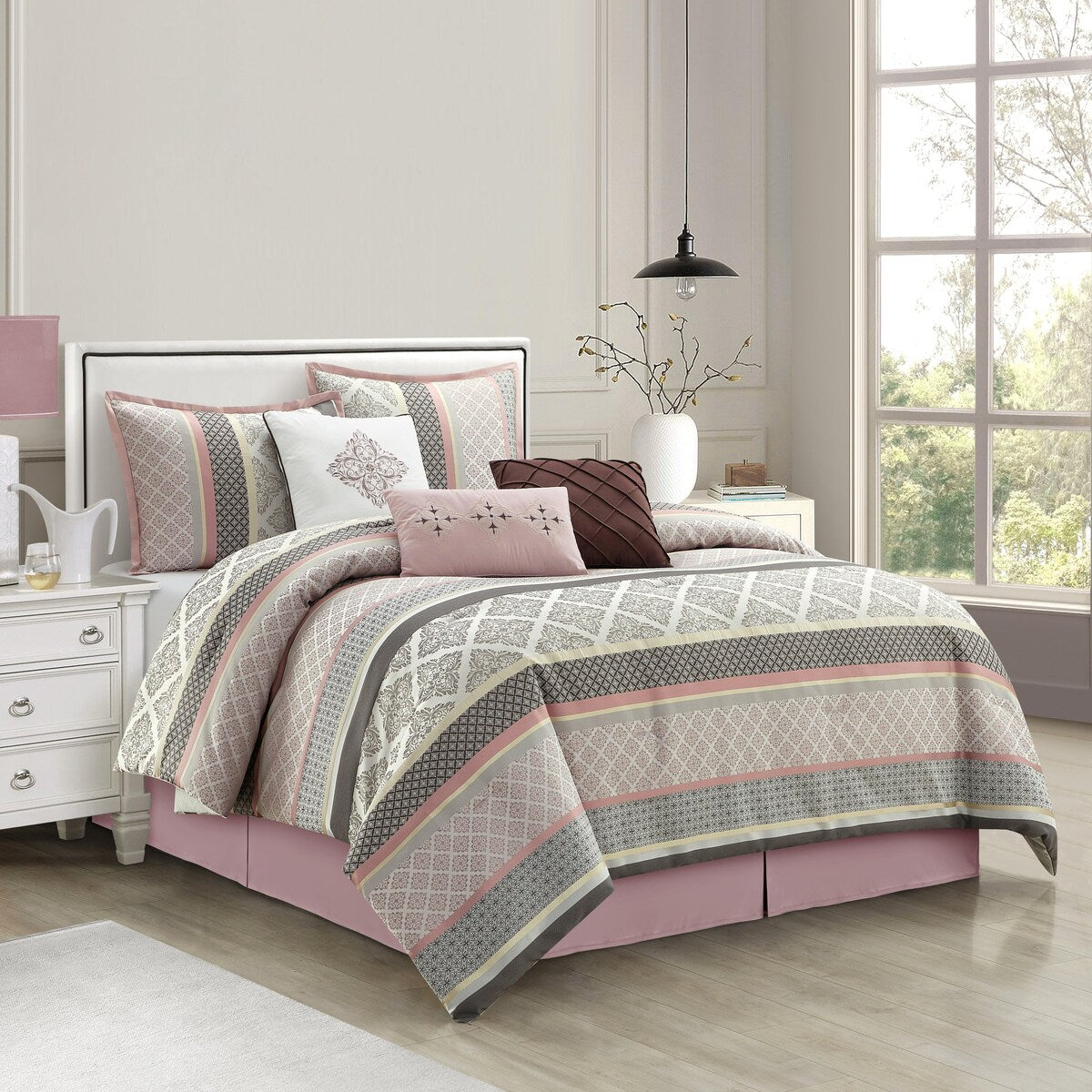 Ensemble de couette géométrique en jacquard Nanshing Jensen 7 pièces