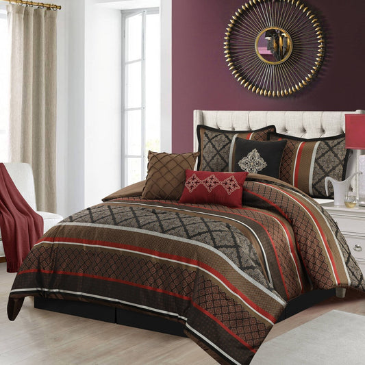 Ensemble de couette géométrique en jacquard Nanshing Jensen 7 pièces