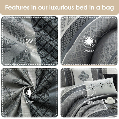 Ensemble de couette géométrique en jacquard Nanshing Jensen 7 pièces