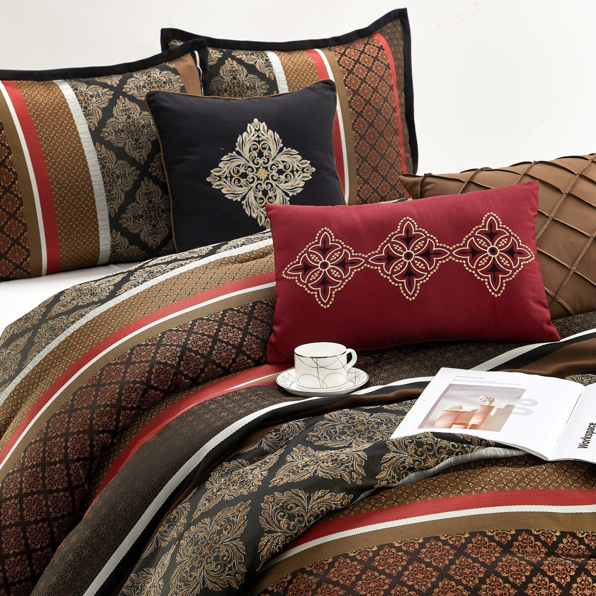 Ensemble de couette géométrique en jacquard Nanshing Jensen 7 pièces