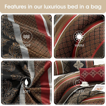 Ensemble de couette géométrique en jacquard Nanshing Jensen 7 pièces