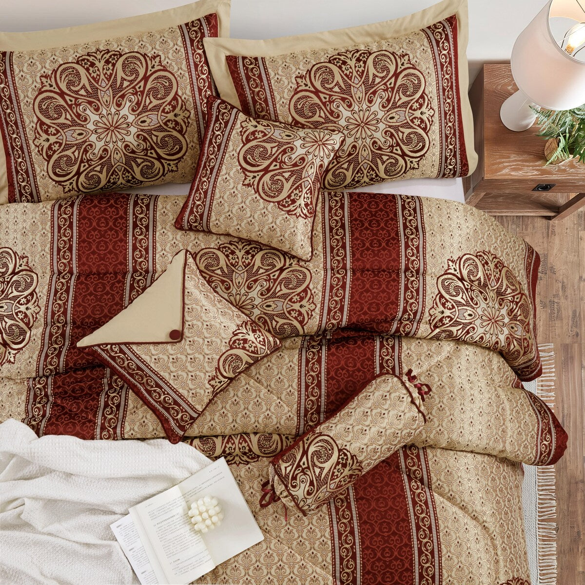 Ensemble de couette élégant médaillon 7 pièces Nanshing Prince