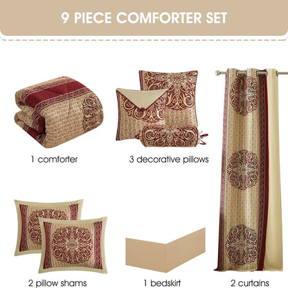 Ensemble de couette élégant médaillon 7 pièces Nanshing Prince