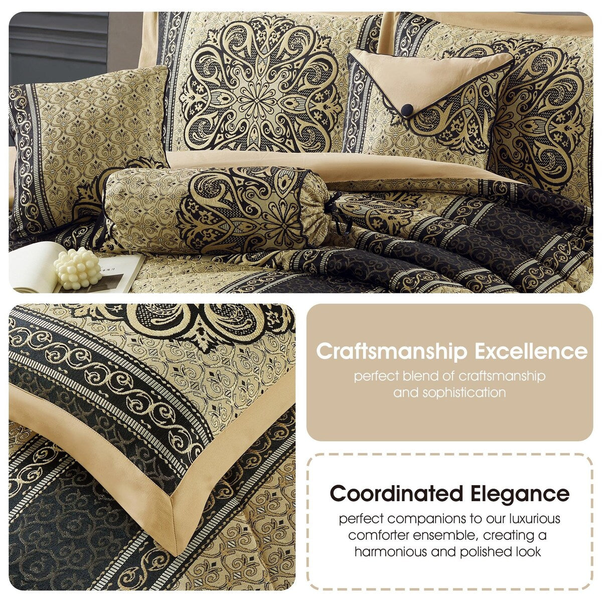 Ensemble de couette élégant médaillon 7 pièces Nanshing Prince