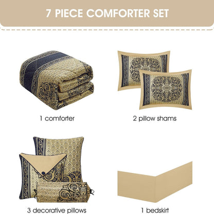 Ensemble de couette élégant médaillon 7 pièces Nanshing Prince