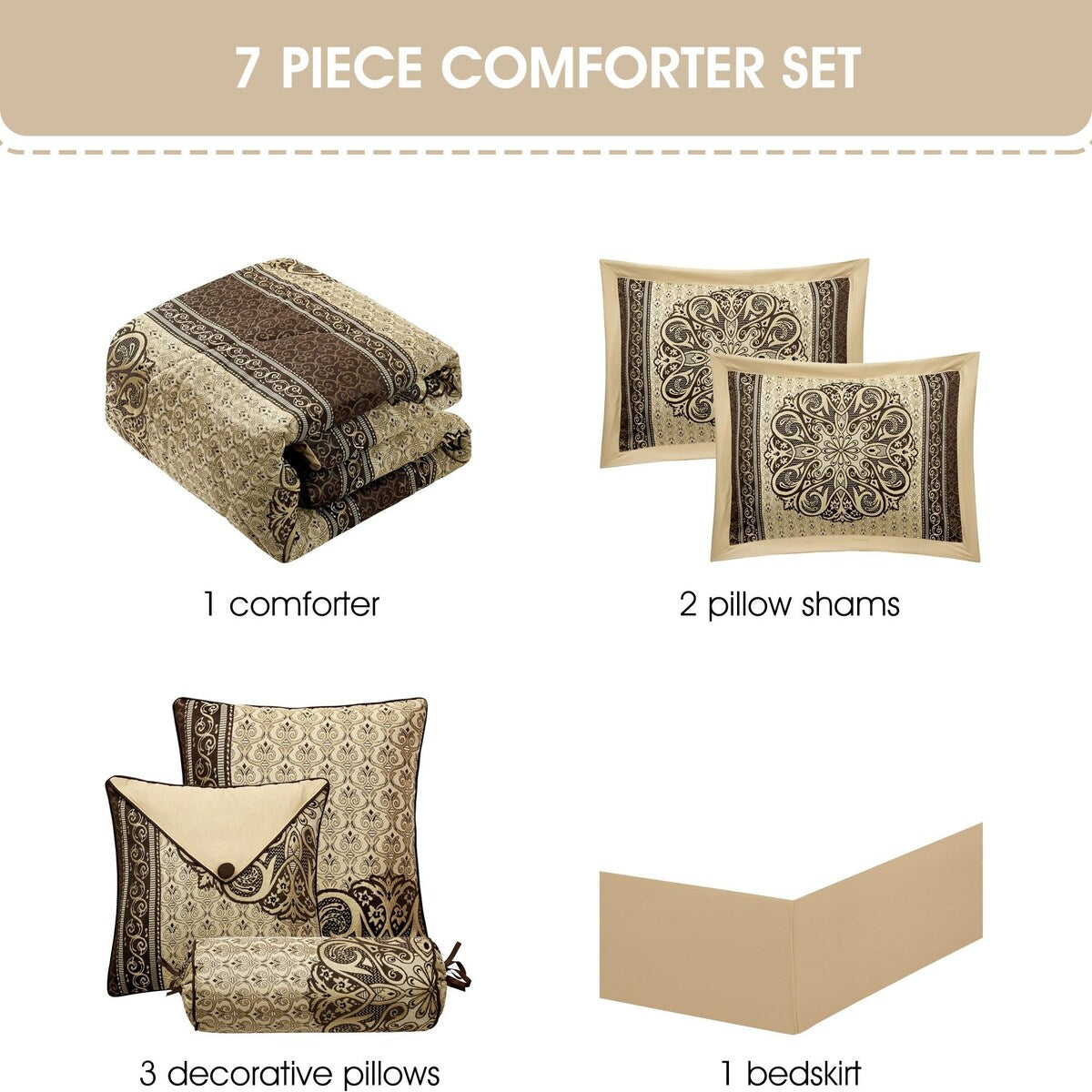 Ensemble de couette élégant médaillon 7 pièces Nanshing Prince