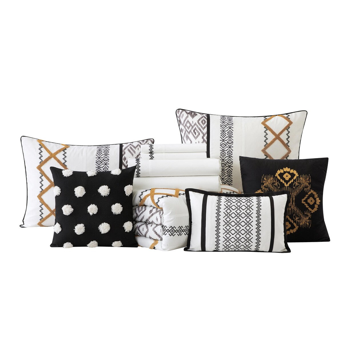 Parure de lit brodée bohème Nanshing Trina 15 pièces