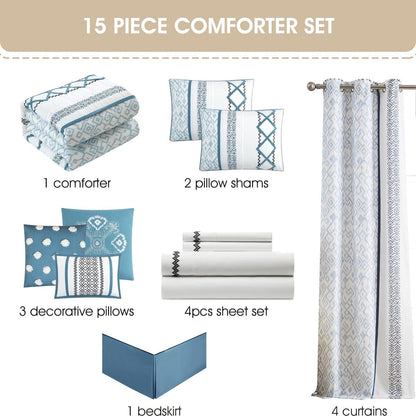 Parure de lit brodée bohème Nanshing Trina 15 pièces