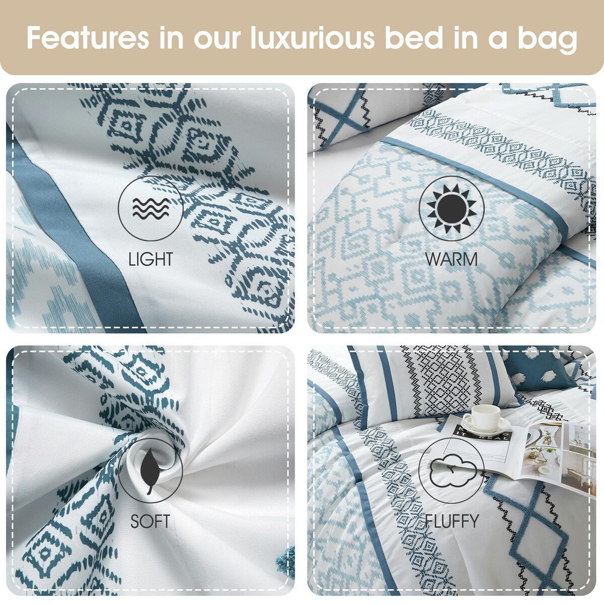 Parure de lit brodée bohème Nanshing Trina 15 pièces