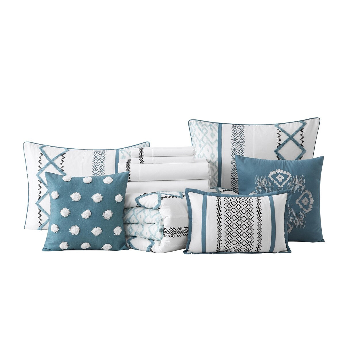 Parure de lit brodée bohème Nanshing Trina 15 pièces