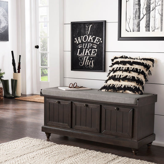 Banc de rangement Granger avec coussin d'assise en lin par iNSPIRE Q Classic